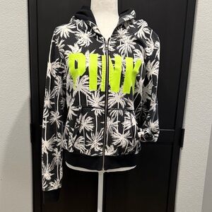 PINK Victoria's Secret tropical Palm Print Jacket with Neon Accents